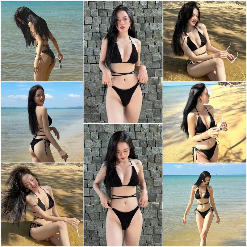 Phương Ly bikini đen cuốn hút lộ mu 