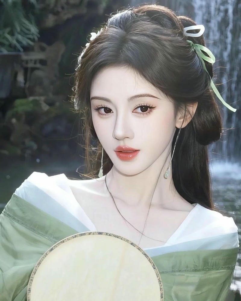 Ảnh gái xinh cổ trang áo trắng xanh nhẹ nhàng thanh tú