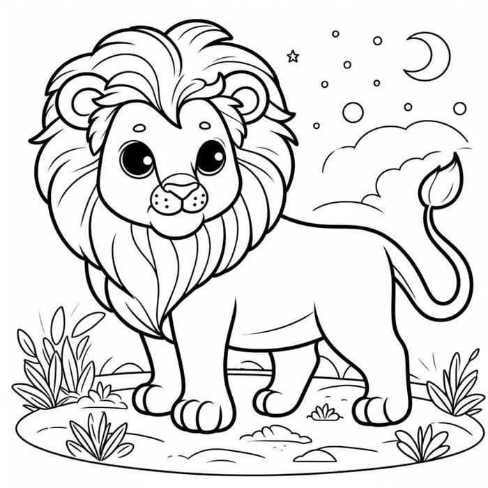 Ảnh tô màu con sư tử giúp trẻ làm quen màu