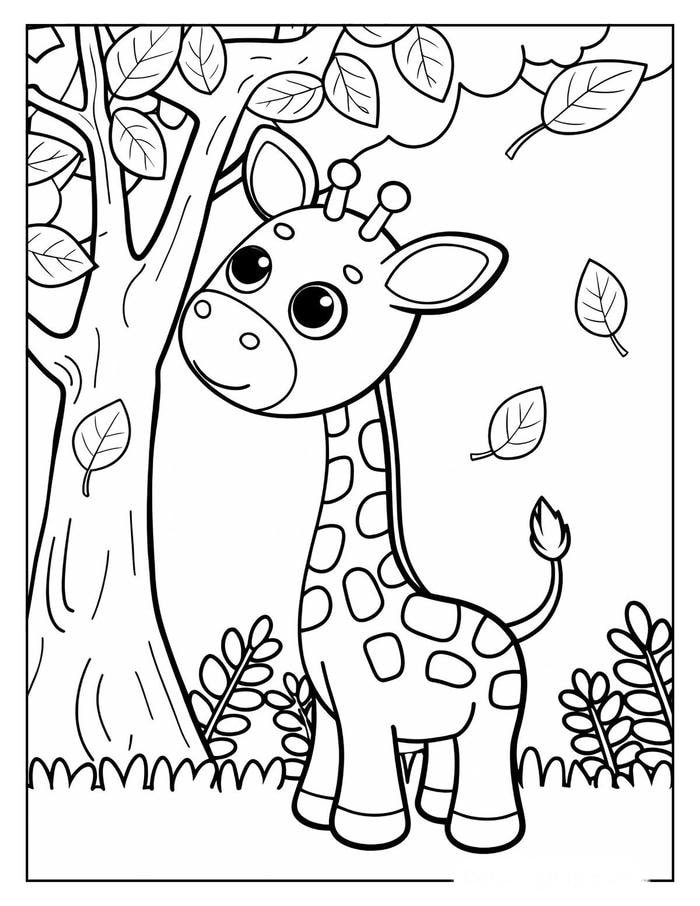 Ảnh tô màu hươu cao cổ có thân hình cao vượt trội cho bé