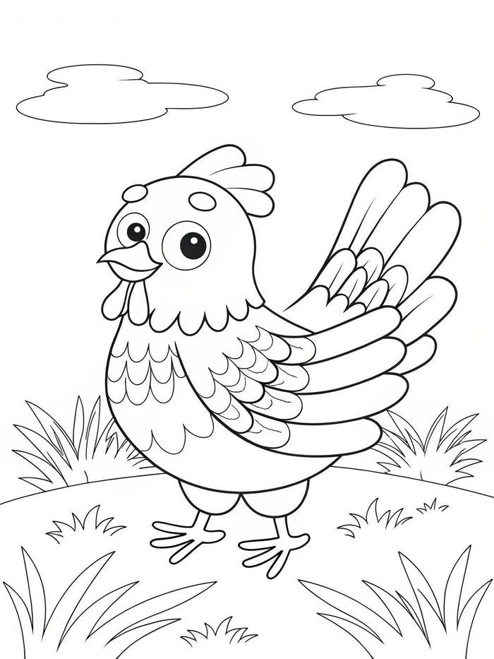 Ảnh tranh tô màu con gà dành cho trẻ em học tô