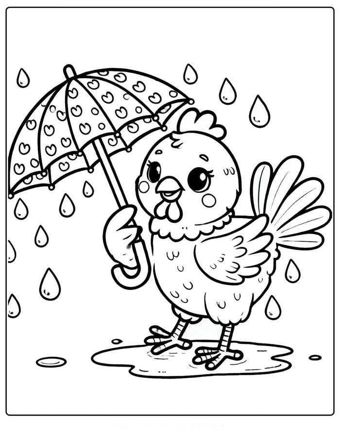 Ảnh tranh tô màu con gà thiết kế cho trẻ em tập tô
