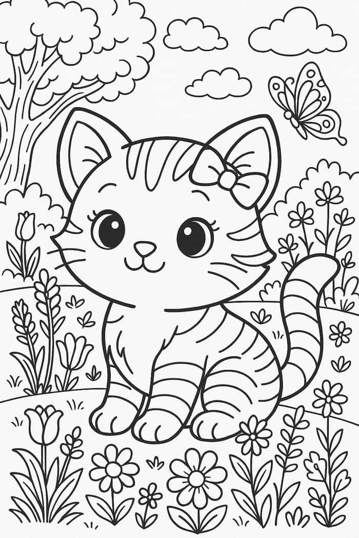 Ảnh tranh tô màu con mèo với hình ảnh sinh động cho trẻ