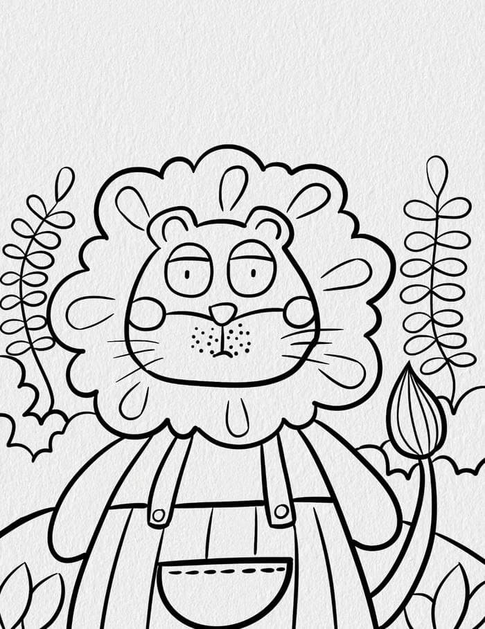 Bức ảnh tô màu con sư tử cho hoạt động tô màu thường ngày