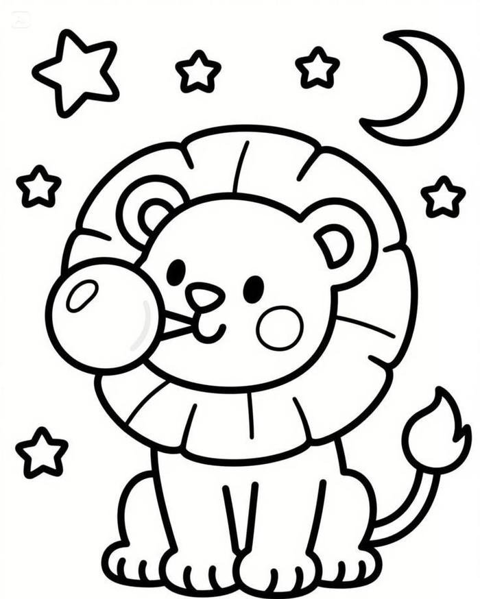 Bức ảnh tô màu con sư tử dùng cho học tại nhà