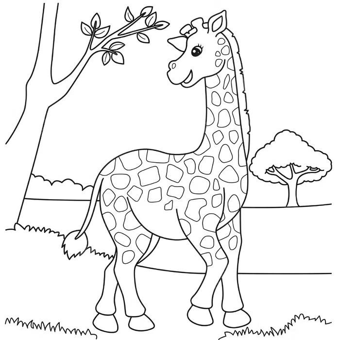 Bức ảnh tô màu hươu cao cổ giúp trẻ nhận diện loài cổ dài