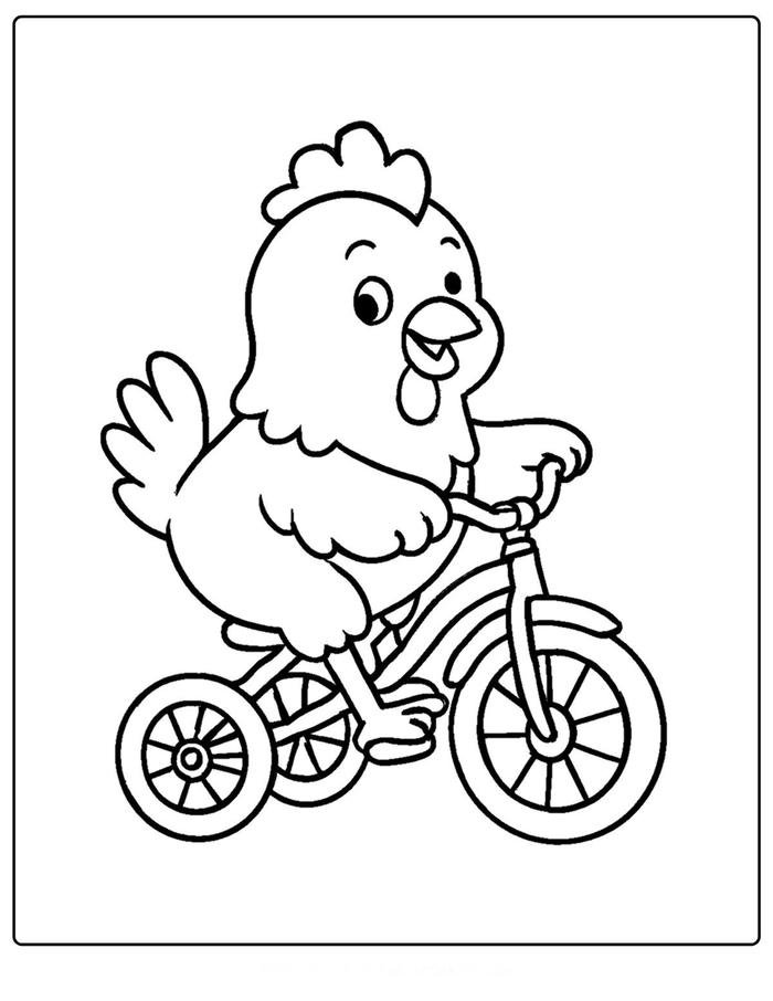 Bức ảnh tranh tô màu con gà dành cho trẻ em tập trung tô