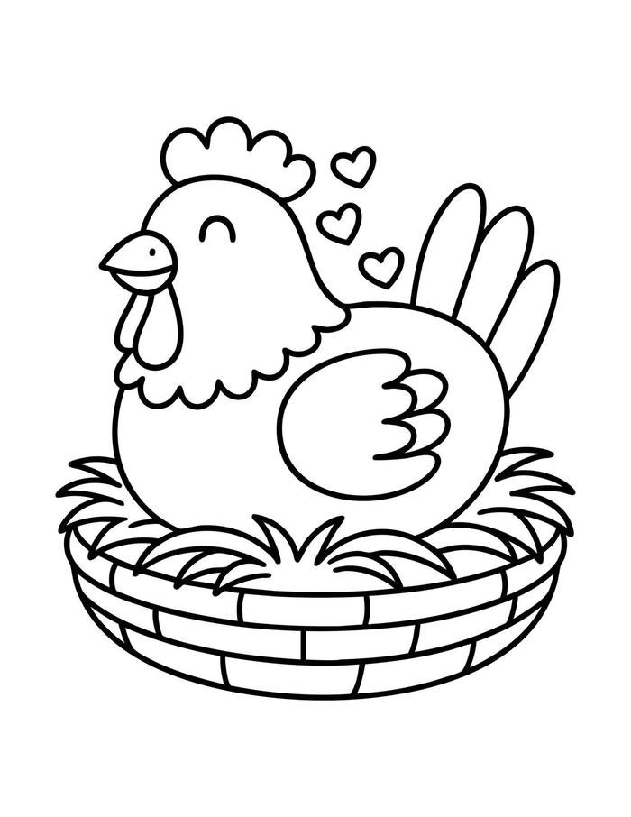 Bức ảnh tranh tô màu con gà phù hợp trẻ em luyện tay