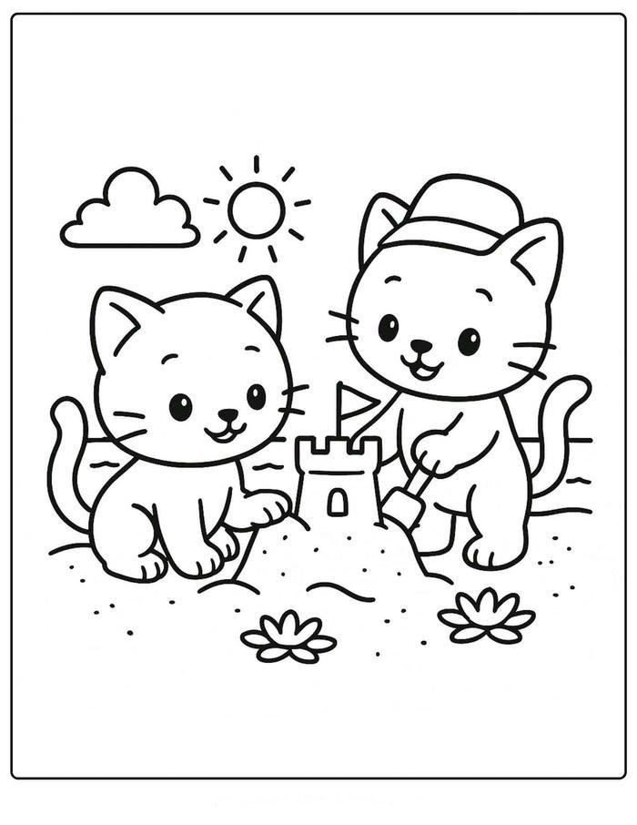 Bức ảnh tranh tô màu con mèo mang dáng vẻ dễ gần cho bé