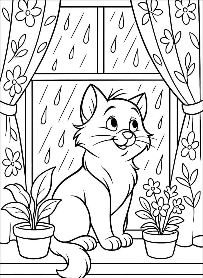 Bức ảnh tranh tô màu con mèo mang diện mạo ngộ nghĩnh cho trẻ