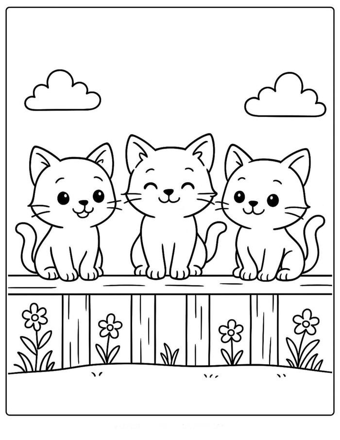Bức ảnh tranh tô màu con mèo với hình ảnh rõ ràng cho trẻ