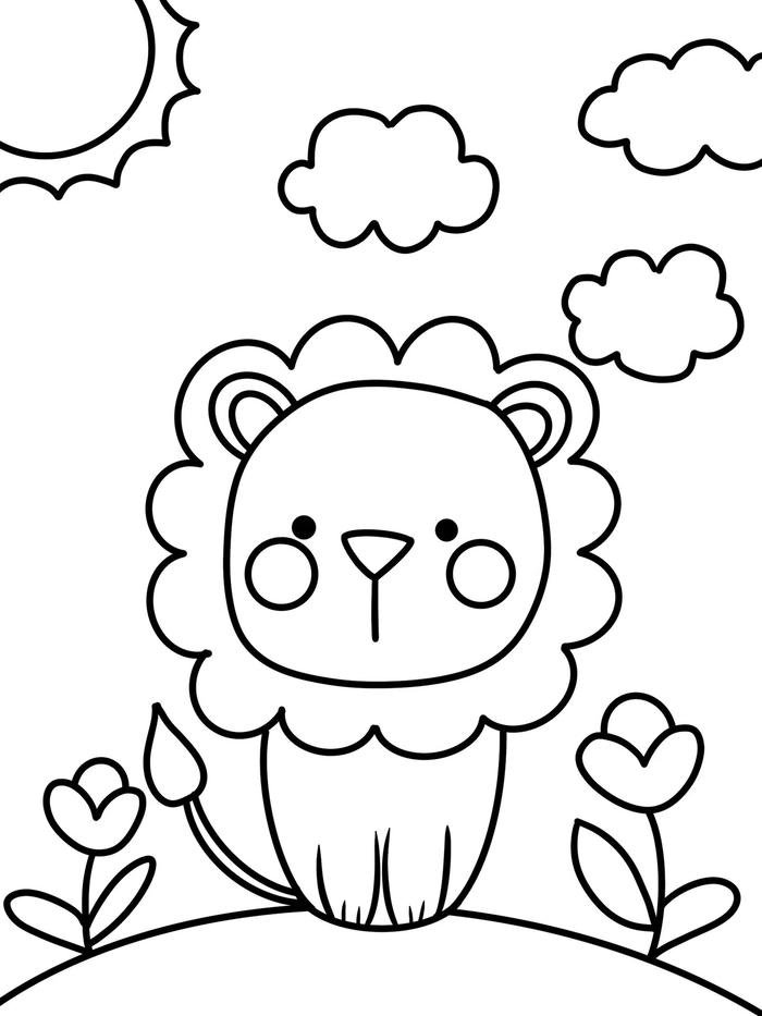 Bức hình tô màu con sư tử cho trẻ học màu