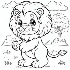 Bức hình tô màu con sư tử dùng trong giáo dục