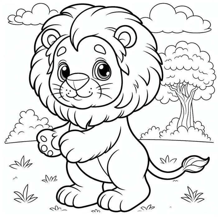 Bức hình tô màu con sư tử dùng trong giáo dục