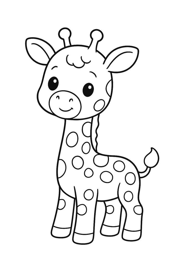 Bức hình tô màu hươu cao cổ có dáng đứng cao rõ rệt