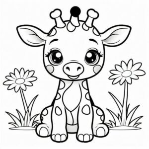 Bức hình tô màu hươu cao cổ dành cho trẻ học kiến thức tự nhiên