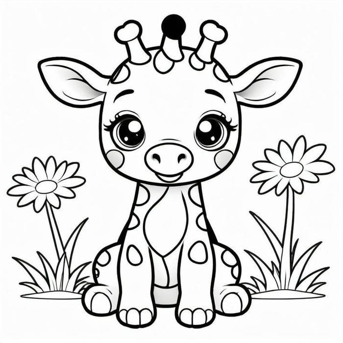 Bức hình tô màu hươu cao cổ dành cho trẻ học kiến thức tự nhiên