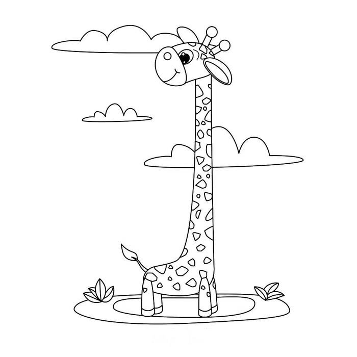 Bức hình tô màu hươu cao cổ minh họa động vật hoang dã lớn