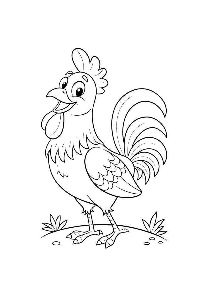 Bức hình tranh tô màu con gà dành cho trẻ em tập tô