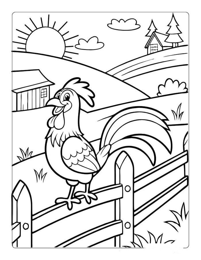 Bức hình tranh tô màu con gà giúp trẻ em làm quen tô