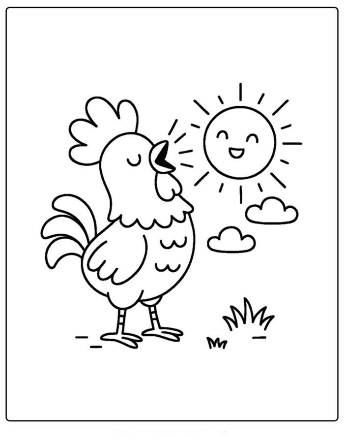 Bức hình tranh tô màu con gà phù hợp trẻ em tập tô