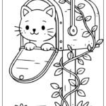 Bức hình tranh tô màu con mèo mang cảm giác thân mật cho trẻ