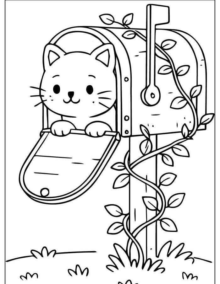 Bức hình tranh tô màu con mèo mang cảm giác thân mật cho trẻ