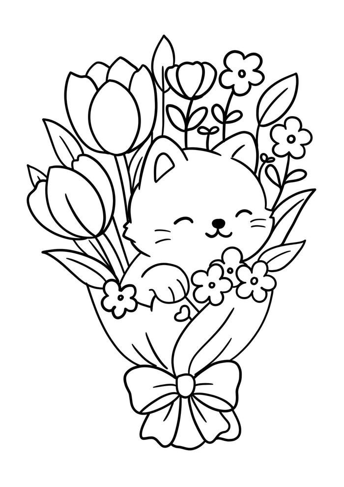 Bức hình tranh tô màu con mèo mang hình ảnh dễ nhìn cho trẻ