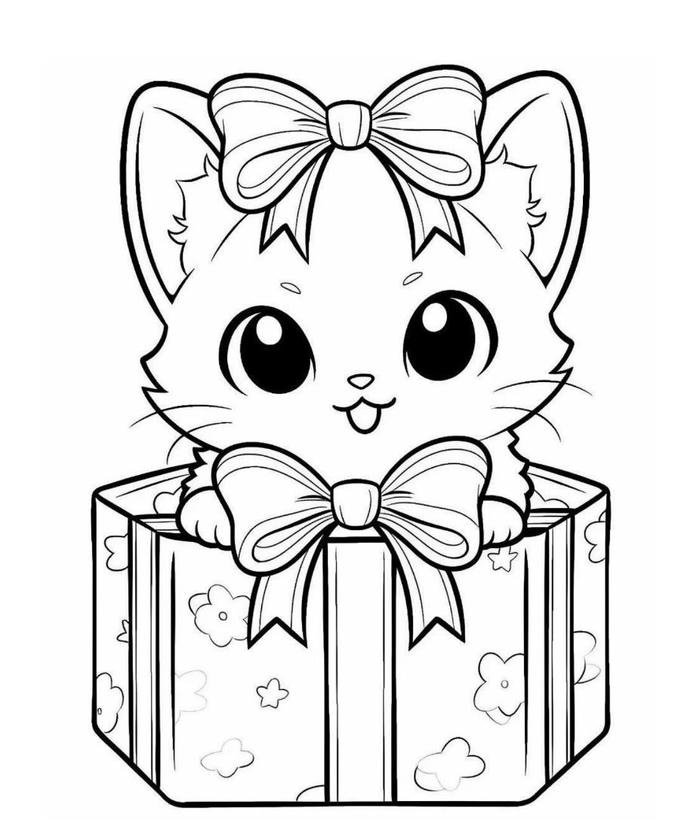 Bức hình tranh tô màu con mèo với biểu cảm tự nhiên cho trẻ