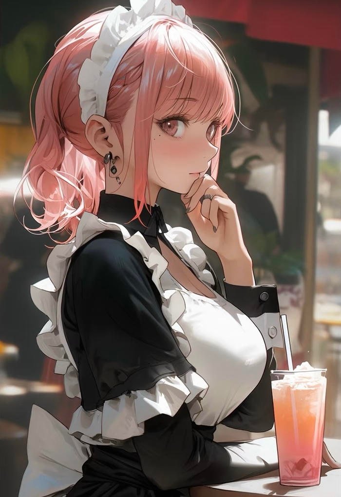 Hình ảnh anime hầu gái thể hiện sự chăm chút chi tiết