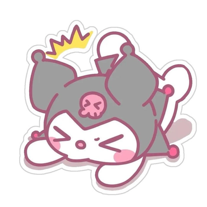 Hình ảnh nhãn dán kuromi cùng cú ngã dễ thương