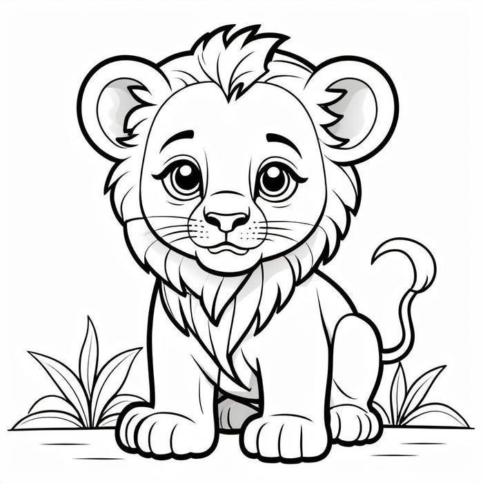 Hình ảnh tô màu con sư tử cho trẻ tập vẽ sáng tạo