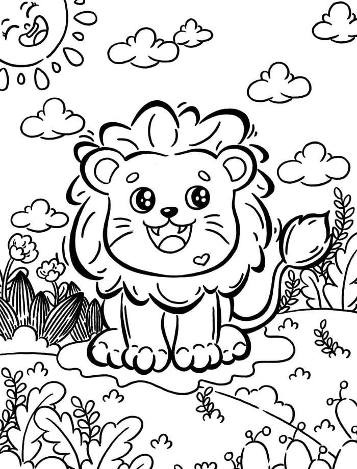 Hình ảnh tô màu con sư tử giúp nâng cao chú ý
