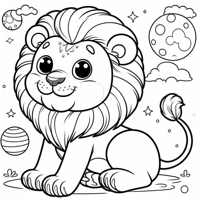 Hình ảnh tô màu con sư tử hỗ trợ tư duy màu sắc