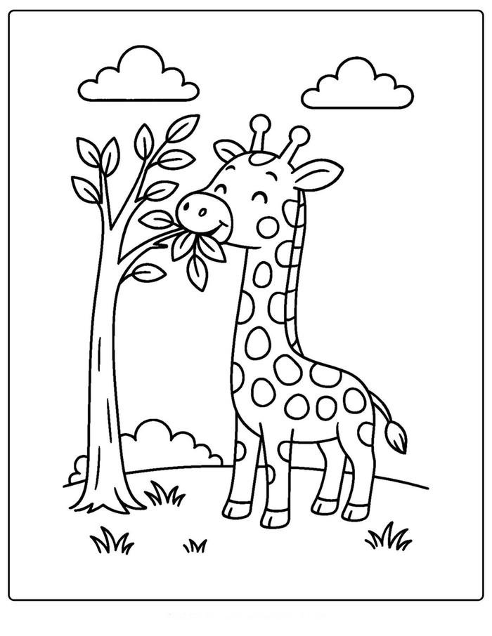 Hình ảnh tô màu hươu cao cổ giúp trẻ mở rộng hiểu biết tự nhiên