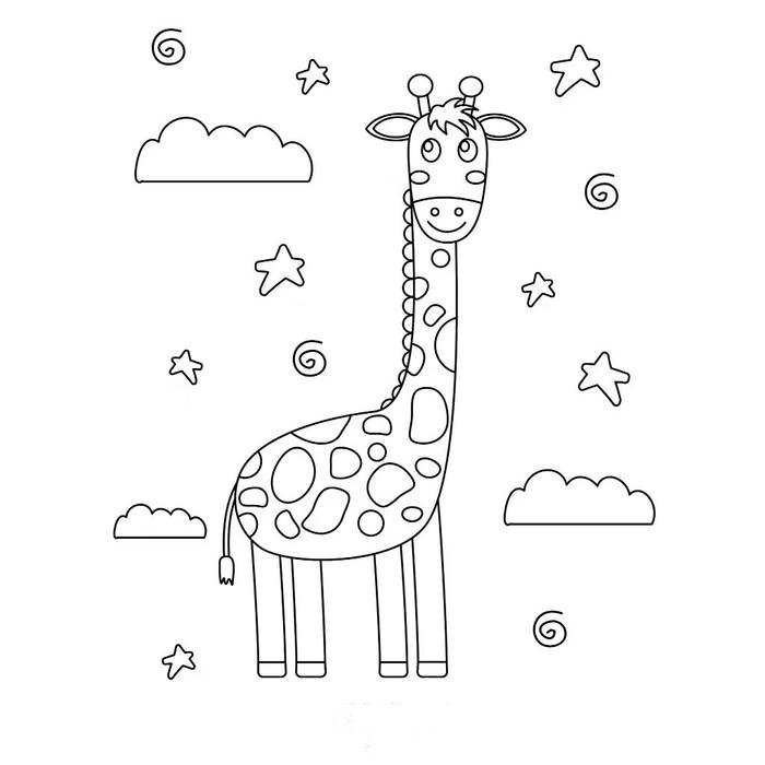 Hình ảnh tô màu hươu cao cổ hỗ trợ trẻ học phân biệt loài