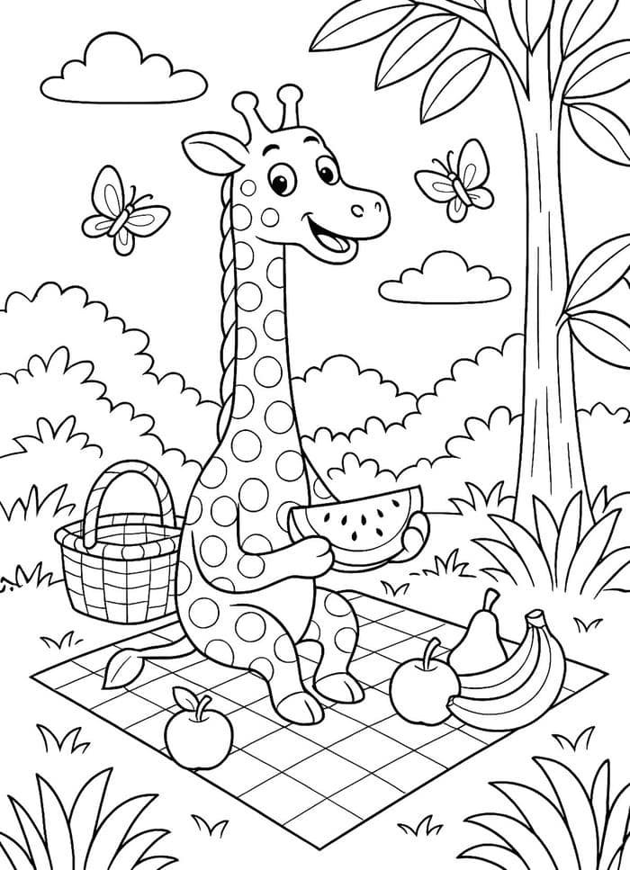 Hình ảnh tô màu hươu cao cổ mang hình dáng cao lớn cho trẻ