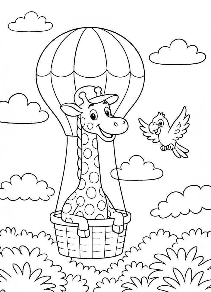 Hình ảnh tô màu hươu cao cổ phản ánh môi trường tự nhiên