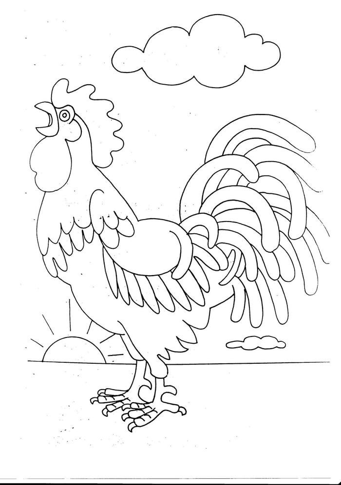 Hình ảnh tranh tô màu con gà dành cho trẻ em nhỏ tuổi