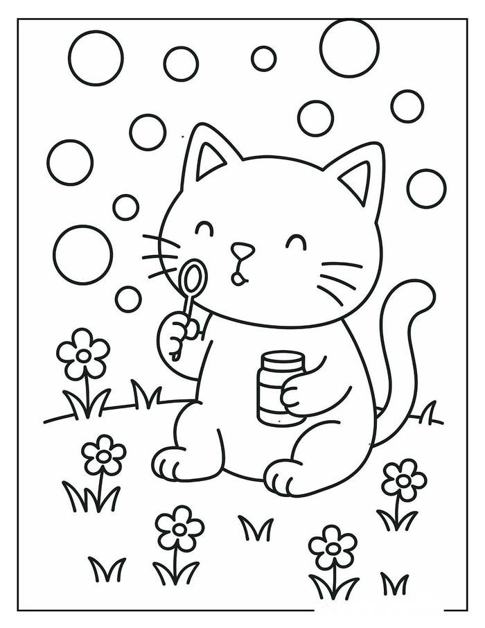 Hình ảnh tranh tô màu con mèo có dáng vẻ đáng chú ý cho bé