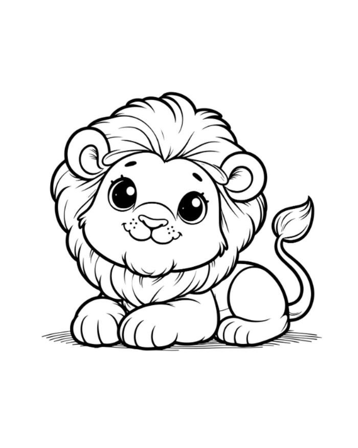 Hình tô màu con sư tử dành cho luyện tập tô màu