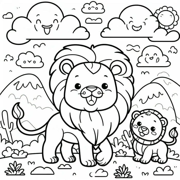 Hình tô màu con sư tử mang tính thực hành tô màu