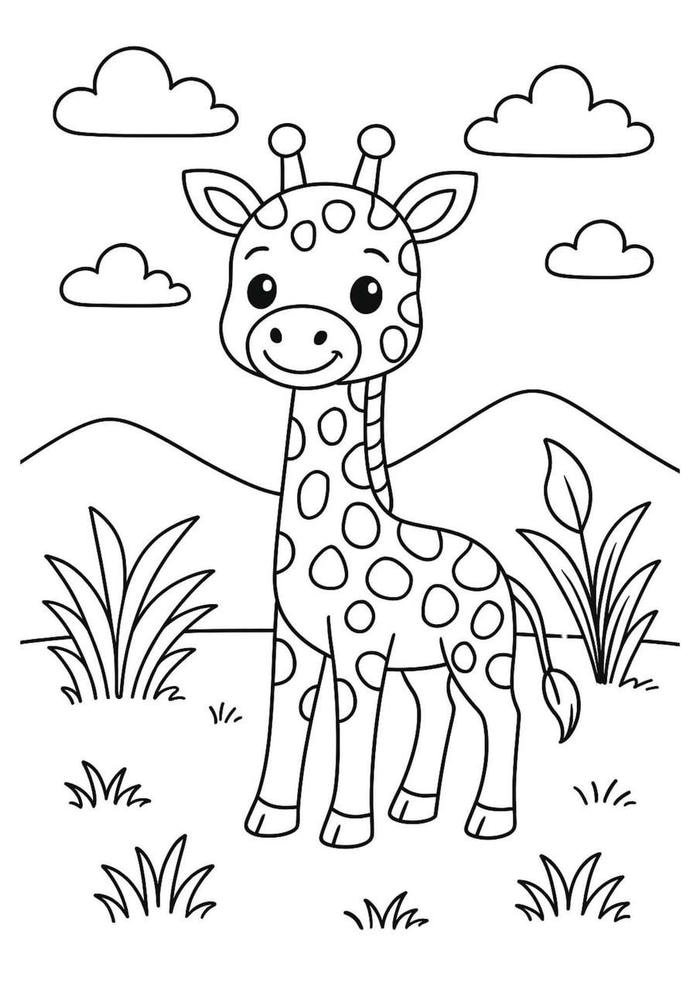 Hình tô màu hươu cao cổ dành cho trẻ tìm hiểu tự nhiên