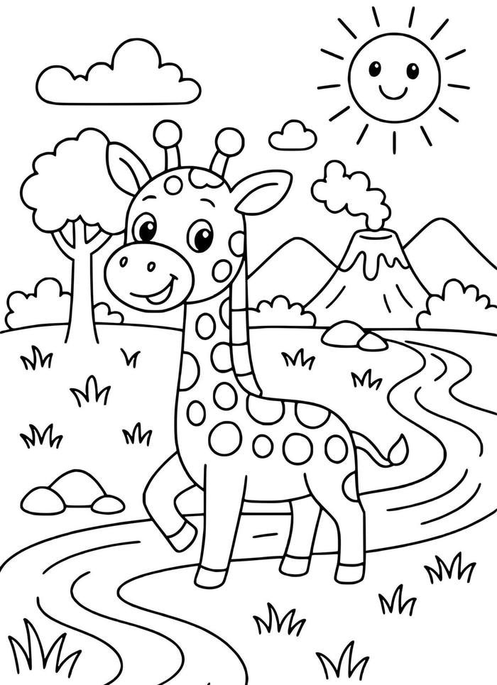 Hình tô màu hươu cao cổ mô phỏng sinh vật cao nhất trên cạn