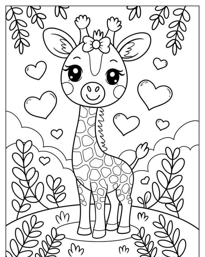 Hình tô màu hươu cao cổ phản ánh đặc điểm tiến hóa nổi bật