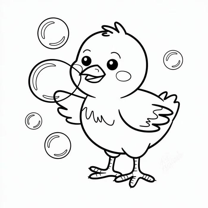 Hình tranh tô màu con gà cho trẻ em luyện thao tác tô
