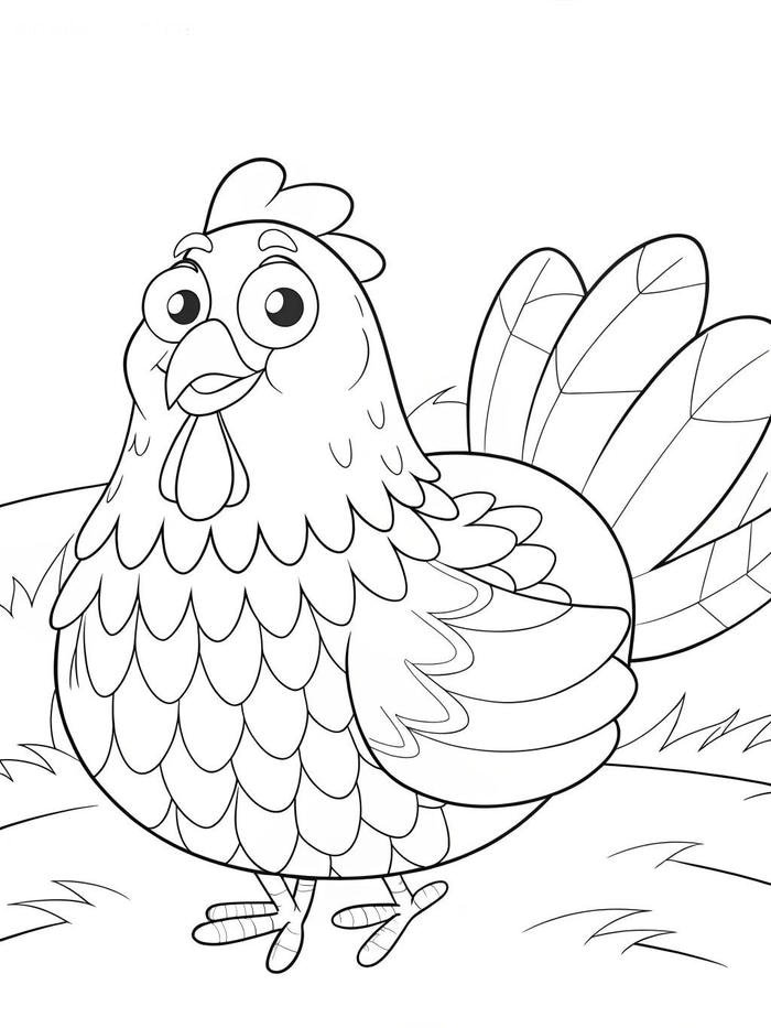 Hình tranh tô màu con gà cho trẻ em rèn sự đều tay