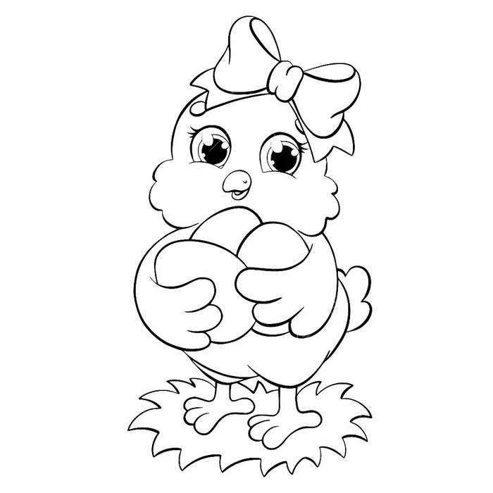 Hình tranh tô màu con gà phục vụ trẻ em tập tô hàng ngày