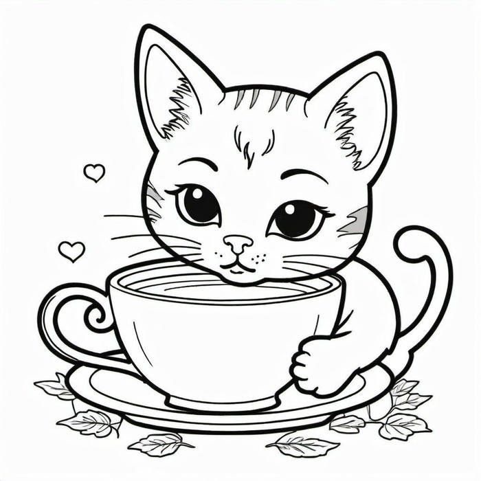 Hình tranh tô màu con mèo có hình ảnh hài hòa cho bé