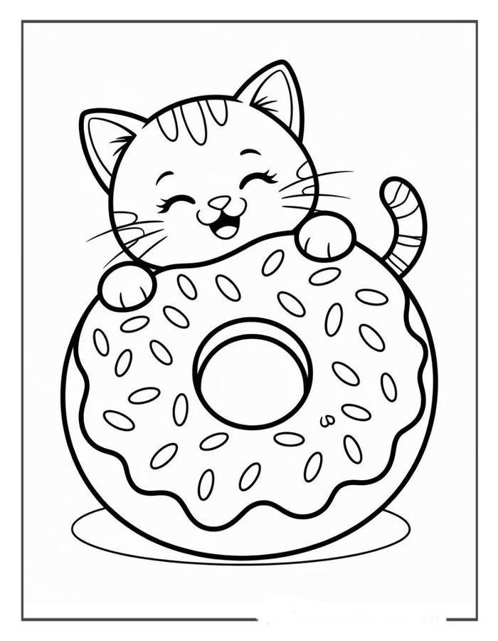 Hình tranh tô màu con mèo với dáng vẻ dễ tiếp cận cho trẻ